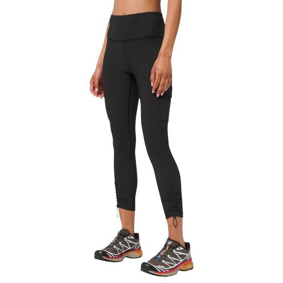 EUC Lululemon Trail Trekker High-Rise Black Ribbed Tights 25" - Picture 1 of 7